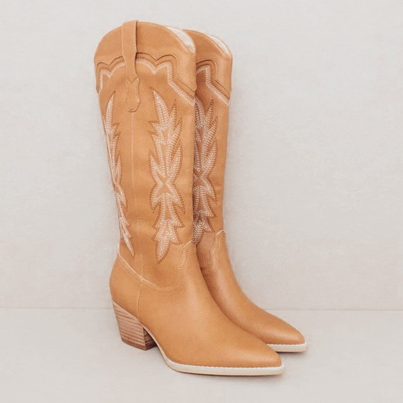 Tan Embroidered Cowboy Boots - Picture 4 of 4